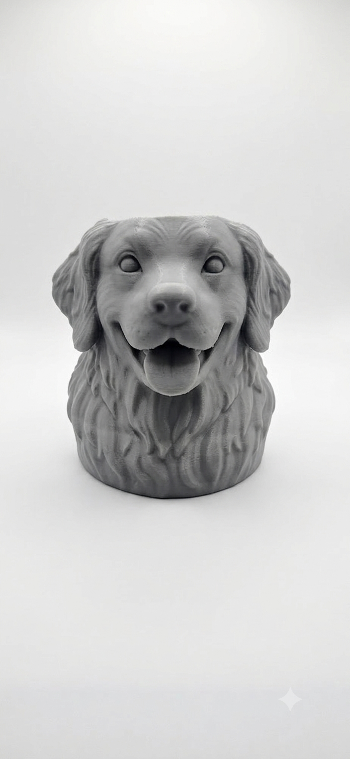 Hunde-urtepotte / penneholder (Golden Retriever)